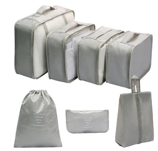 

Набор из 7 предметов дорожной сумки для хранения из твила с большой вместимостью и многоцелевым назначением. Сумка для хранения одежды, принадлежностей для стирки и ухода за собой