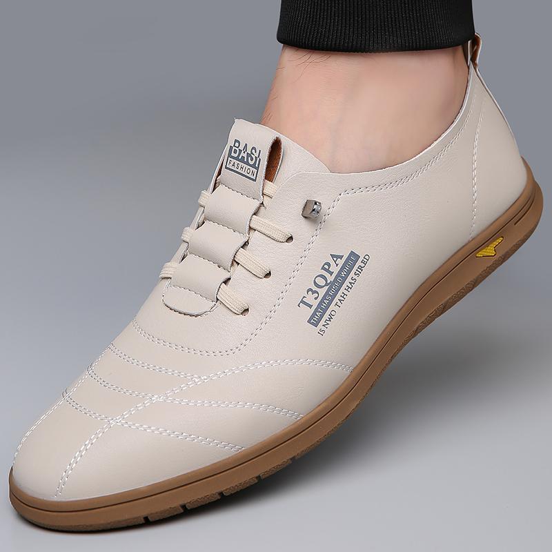 

2025 Новые мужские лоферы Модные повседневные кожаные туфли для мужчин Удобные с мягкой подошвой Обувь для вождения Классические универсальные туфли для ходьбы 38 бежевый