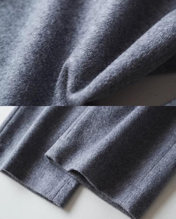 Women's Super Warm Wool Blend Flannel Pants: Double-Faced, Thickened, Straight-Leg for Autumn and Winter.