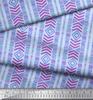Soimoi Blue Japan Crepe Satin Fabric Aztec Geometric Print Fabric by the Metre 42 Inch