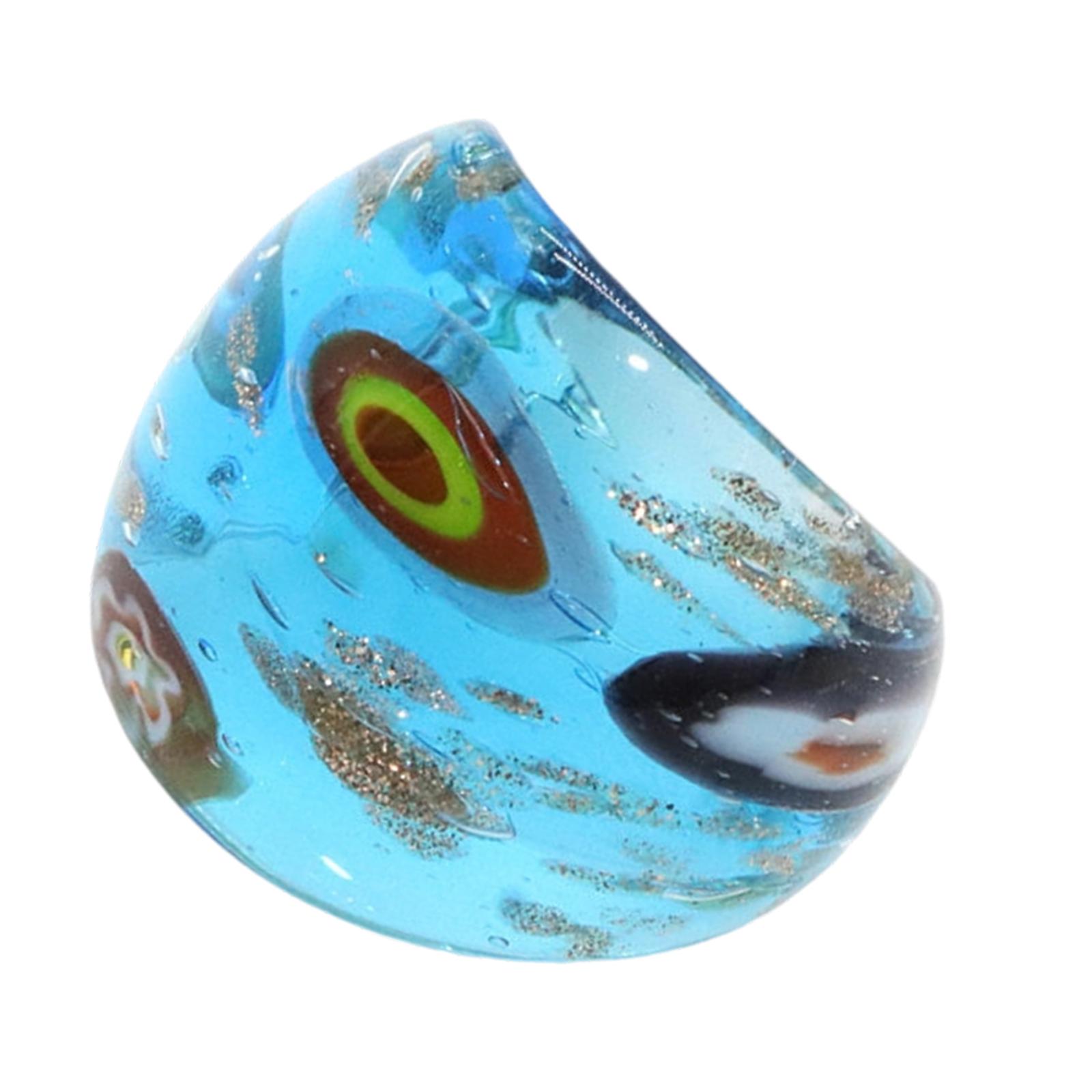 

Элегантное этническое стеклянное кольцо Элегантный подарок ручной работы Красочные кольца для пальцев для повседневной носки и особых случаев синий