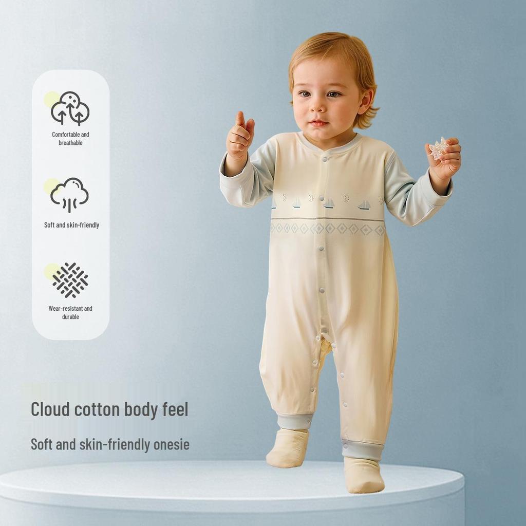 Tongtai Newborn Pure Cotton Baby Bodysuit - Spring/Autumn Jumpsuit Romper