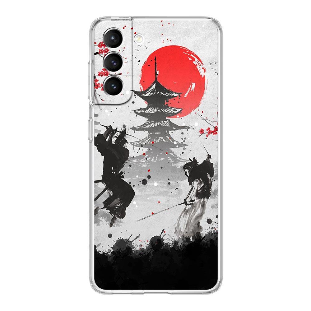 Japanese Bushido Samurai Clear Silicone Phone Case For Samsung Galaxy S23 S22 5G S20 Ultra S21 FE 5G S10E S9 S8 S10 Plus Cover