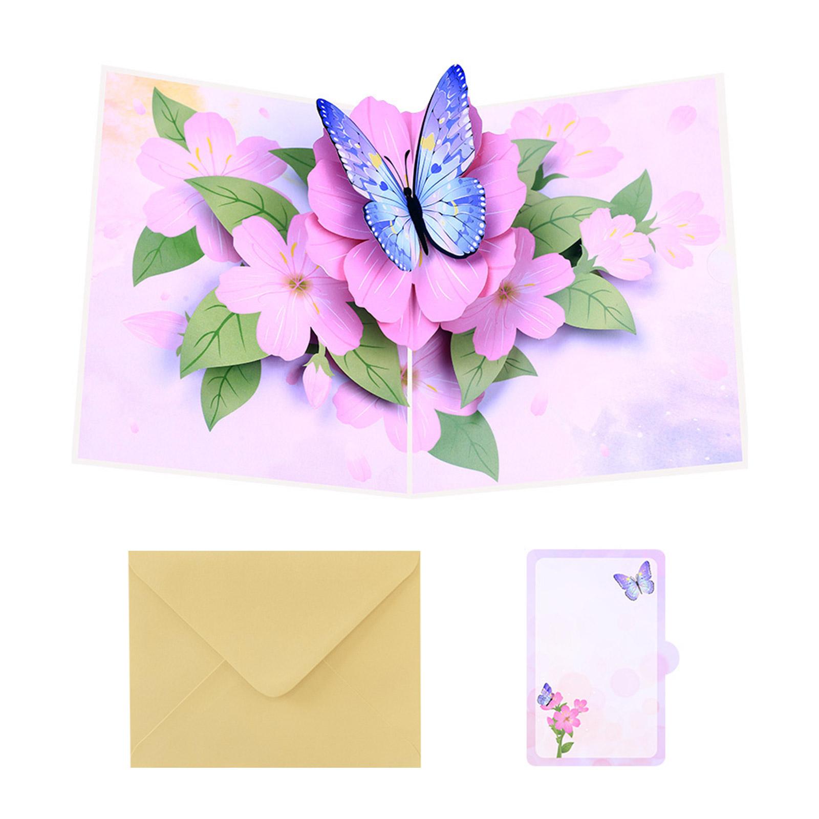 Unique Popup Birthday Anniversary Card 3D Butterflies and Blooms Greeting Card Stylish Handmade Postcard with Envelope 1