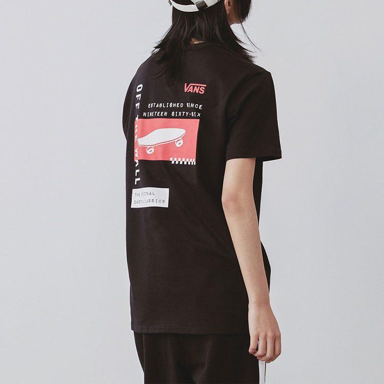 Vans T Shirts Women's Black Crew Neck Moderate Straight Fit VN0A4BRQBLK