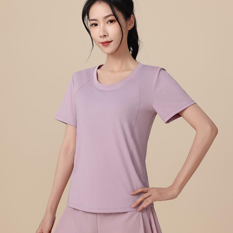 Plus Size Women's Quick-Dry Short Sleeve Sports Top for Yoga & Running