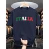 Summer Men's 100% Pure Cotton Fashionable Casual Loose Italian Letter Printed Sporty Round-neck Short-sleeved T-shirt Top