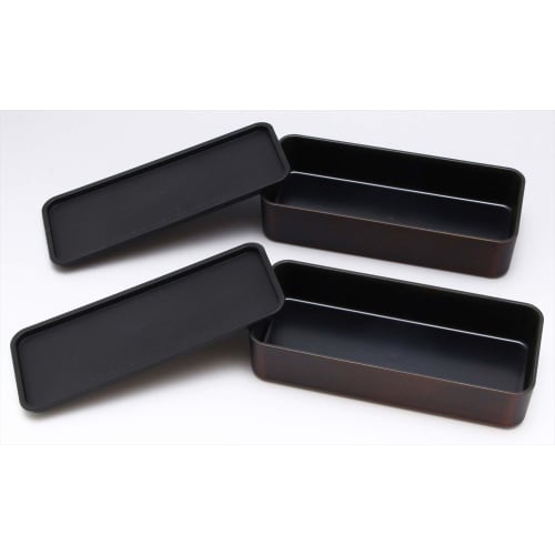 Yamanaka Lacquerware Square Bento Box, Tochigi Wood Grain, M16563-0