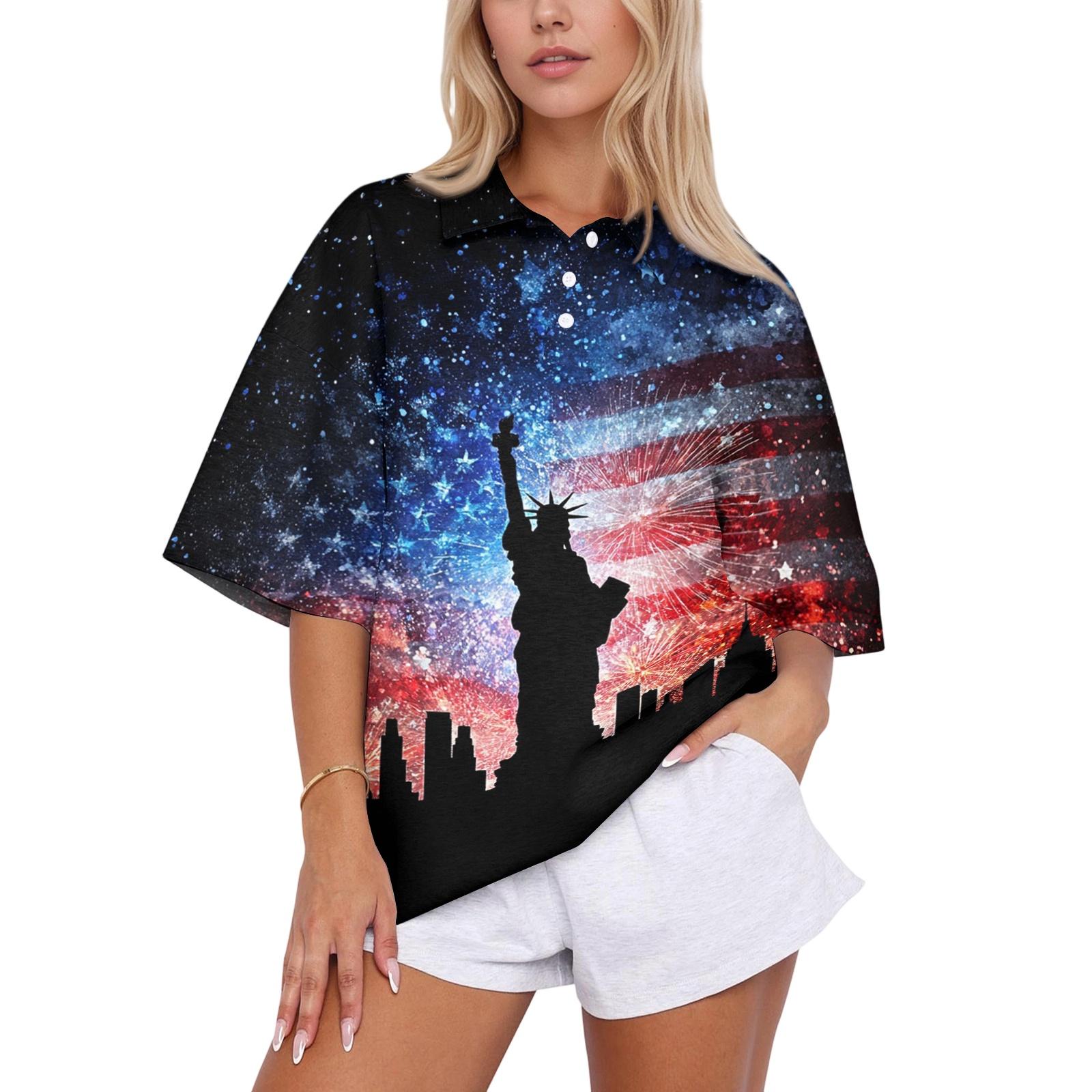 

Women s Casual Polo Shirt Loose Fit Short Sleeve Top Lightweight Breathable Fabric Comfortable Summer Wear M чорний