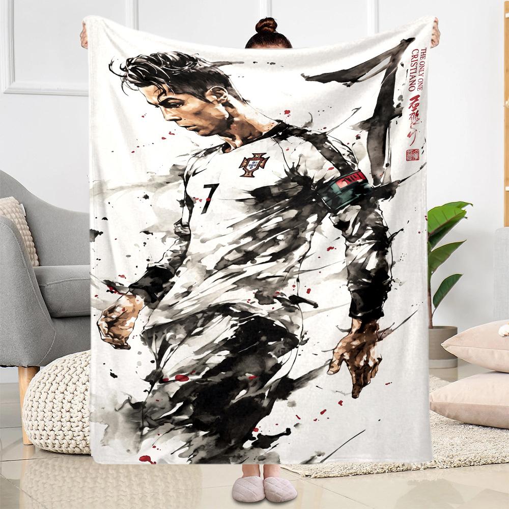 Football Legend Celebration Blanket Soft Warm Cozy Perfect for Chair Picnics Seaside All-Season Use Modern Style