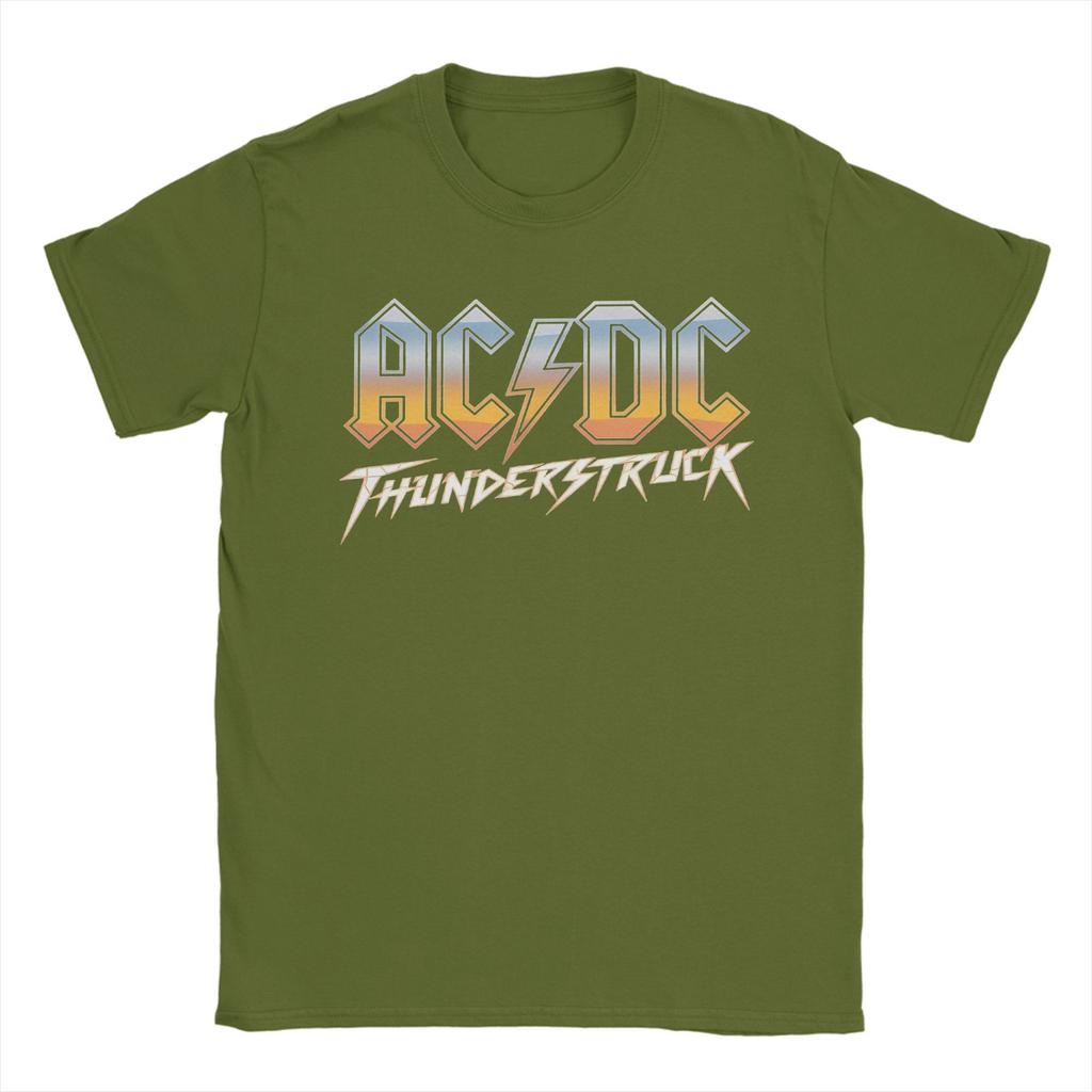 THUNDERSTRUCK AC/DC T-Shirts für Herren, Baumwolle, Vintage-T-Shirts, Rundhalsausschnitt, Kurzarm-Tops, Übergrößen