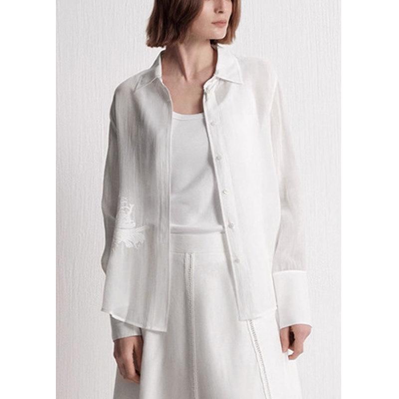 

Niche Design Embroidered Chinese Style Women s Autumn Shirt Jacket S (80-100 cm) белый
