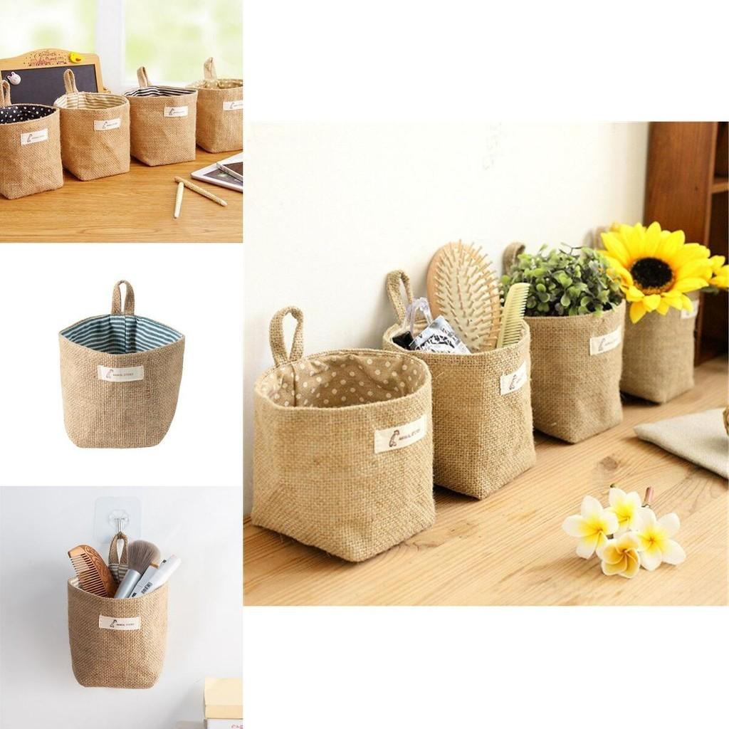 Durable Cotton Linen Hanging Mini Storage Basket For Home Kid Toy Organization Box