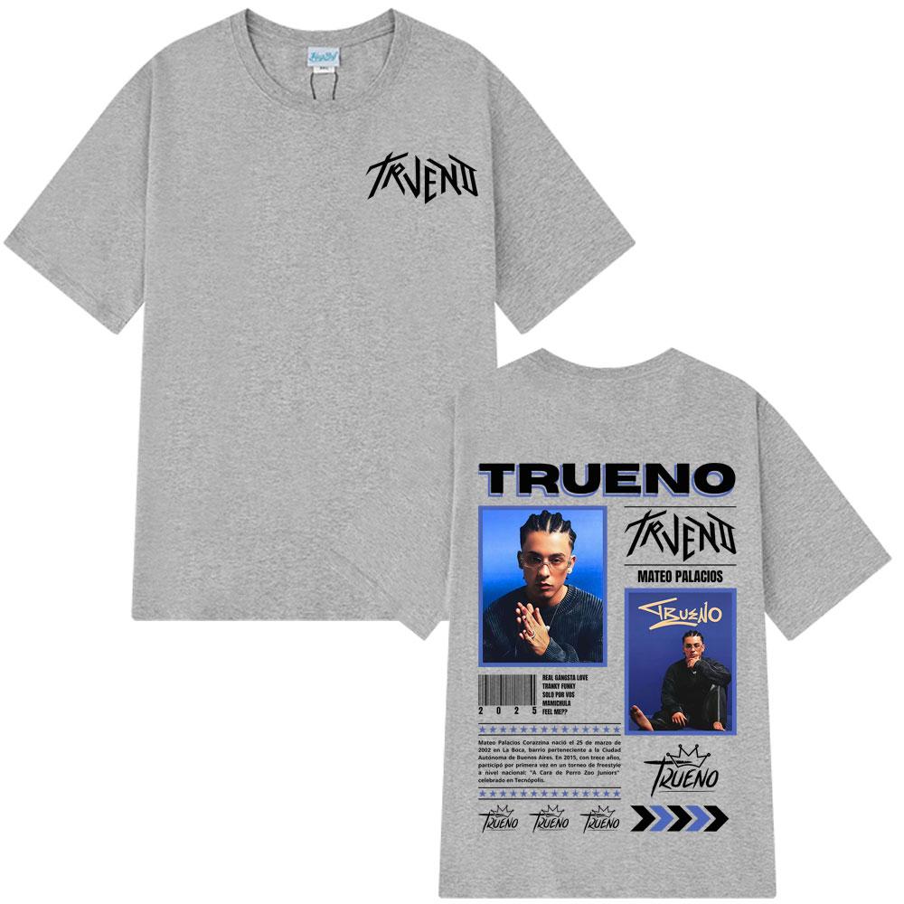 T-shirt à manches courtes Trueno (2025), style streetwear, 100 % coton, inspiré de la tournée de l'album du rappeur Trueno (homme/femme), style Y2K.