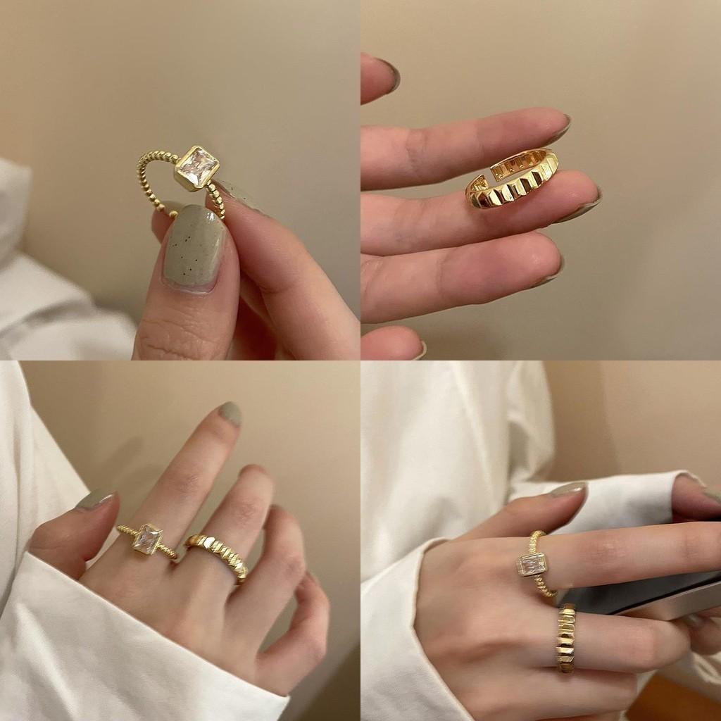Square Zirconia Elegant Ring Set For Women With Unique Geometric Design For Lovers Fashion