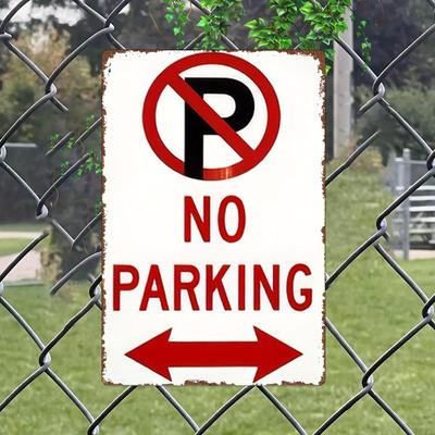 Vintage No Parking Sign  HeavyDuty Iron Metal Parking Prohibition Decoration with      RedWhiteBlack  for Home Office
