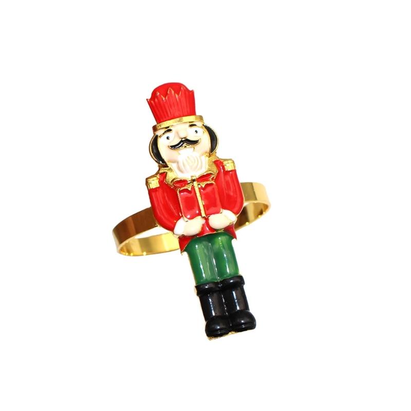 Elegant Holiday Dinner Napkin Rings Nutcrackers Design Alloy Metal Christmas Decors Elegant Alloy Napkin Holders