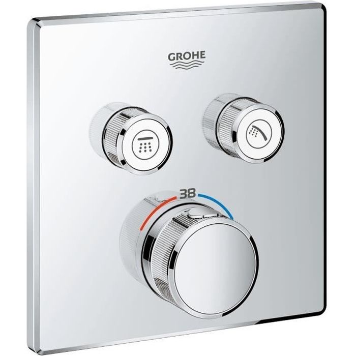 Grohe mitigeur thermostatique pour installation encastrée 2 sorties grohtherm smartcontrol 9124000 - limiteur de température -chrome