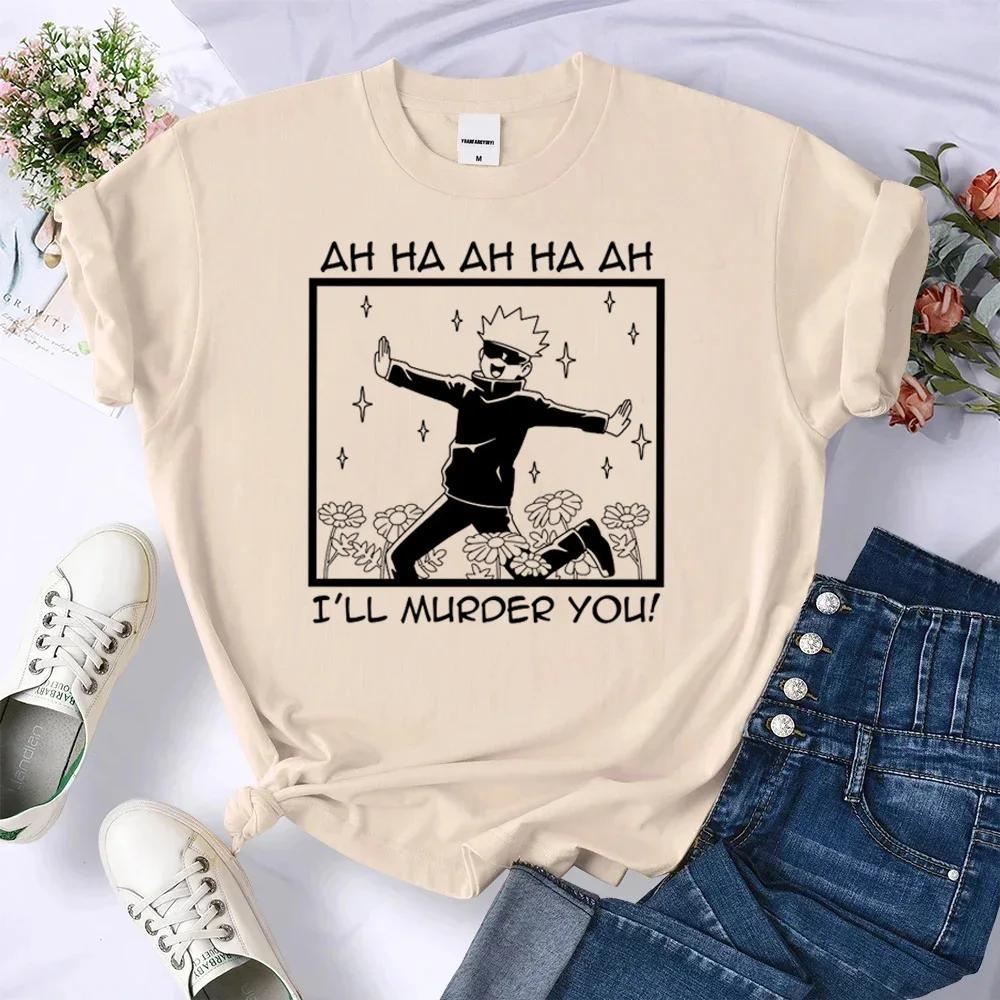 

Jujutsu Kaisen Годжо Сатору Топ Женская Уличная Футболка Женский Аниме 2000-е Дизайнерская Одежда Хип-Хоп Топы Повседневная Женская Одежда S