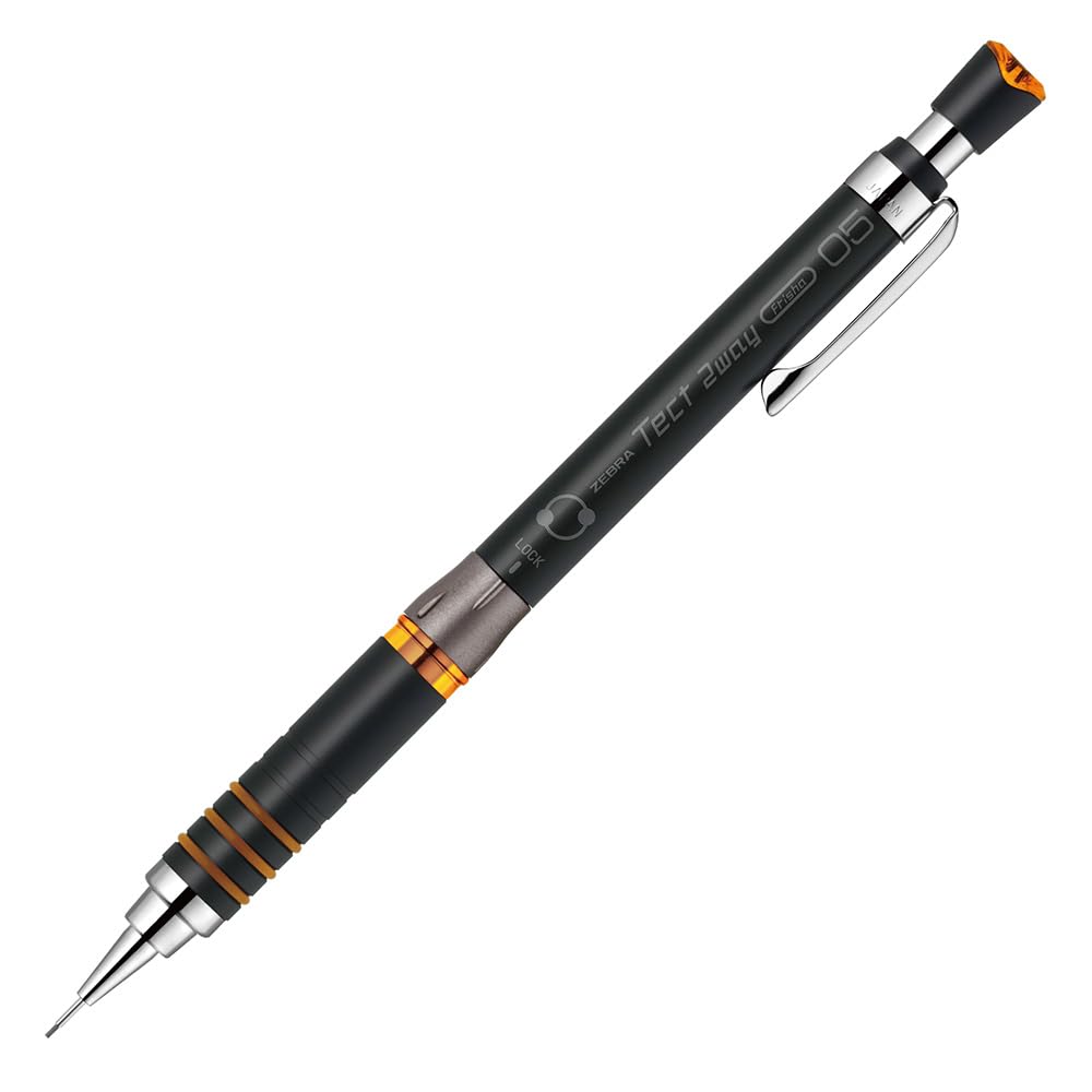 Zebra Tect Mechanical Pencil Black Orange Two-Way 0.5mm MA41-23-BKO