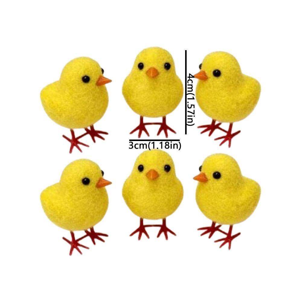 Realistic Easter Chick Figurine Animal Mini Chicken Toy Cute Plush Chicks  Flower Pot
