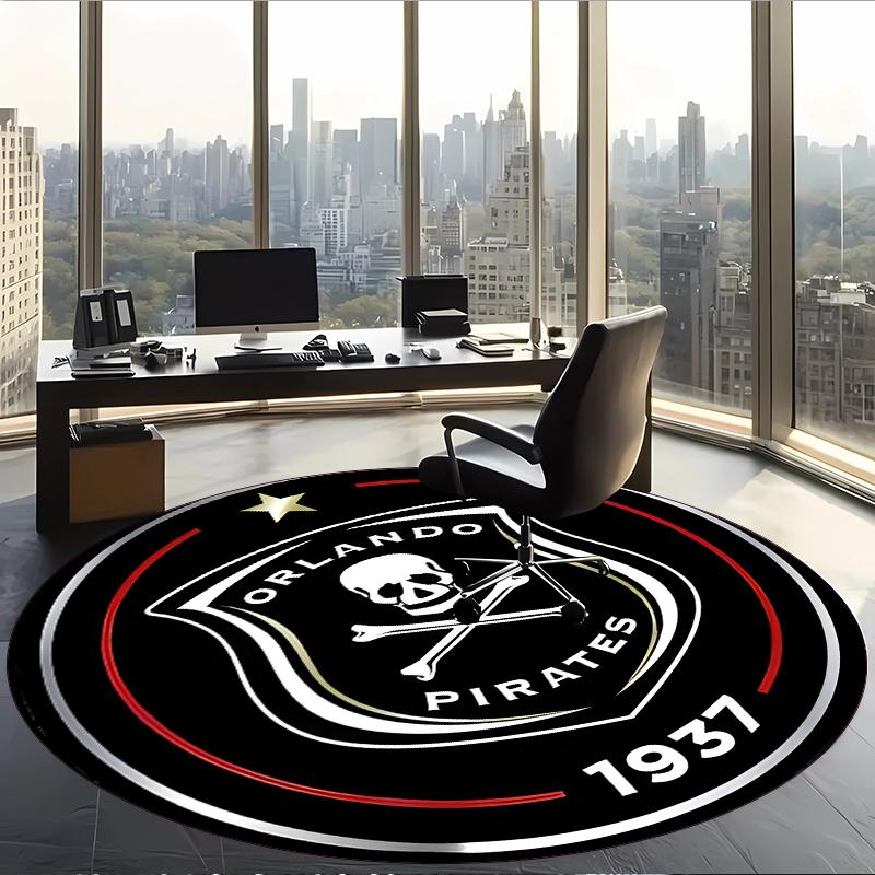 Orlando Pirates (1) Round Office Rug Decorative Floor Rug for Office Bedroom Living Room and Home Space
