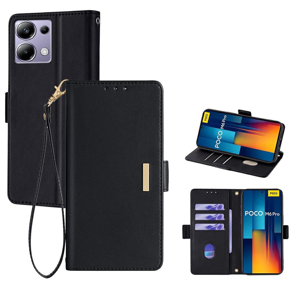 

For Xiaomi Redmi Note 13 Pro 4G/Poco M6 Pro 4G Leather Wallet Case RFID Blocking Stand Cover with Hand Strap A