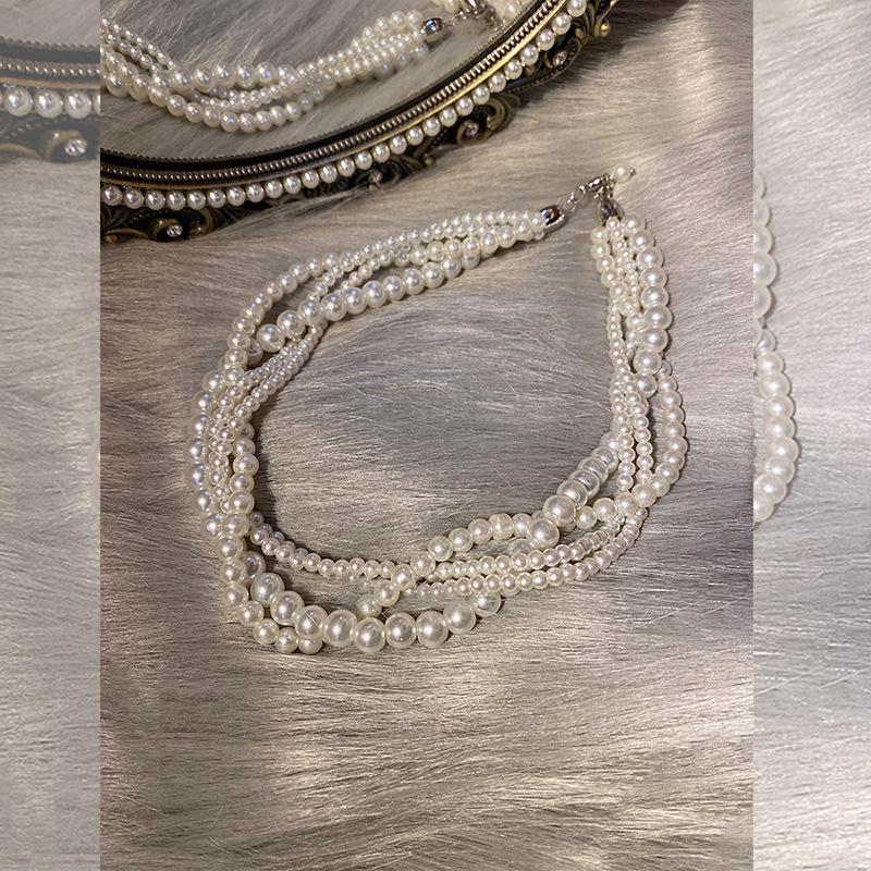Premium Multi-layer Baroque Pearl Necklace Women's Collarbone Chain Retro Light Luxury Niche Neck Chain Fashion Temperament Accessories