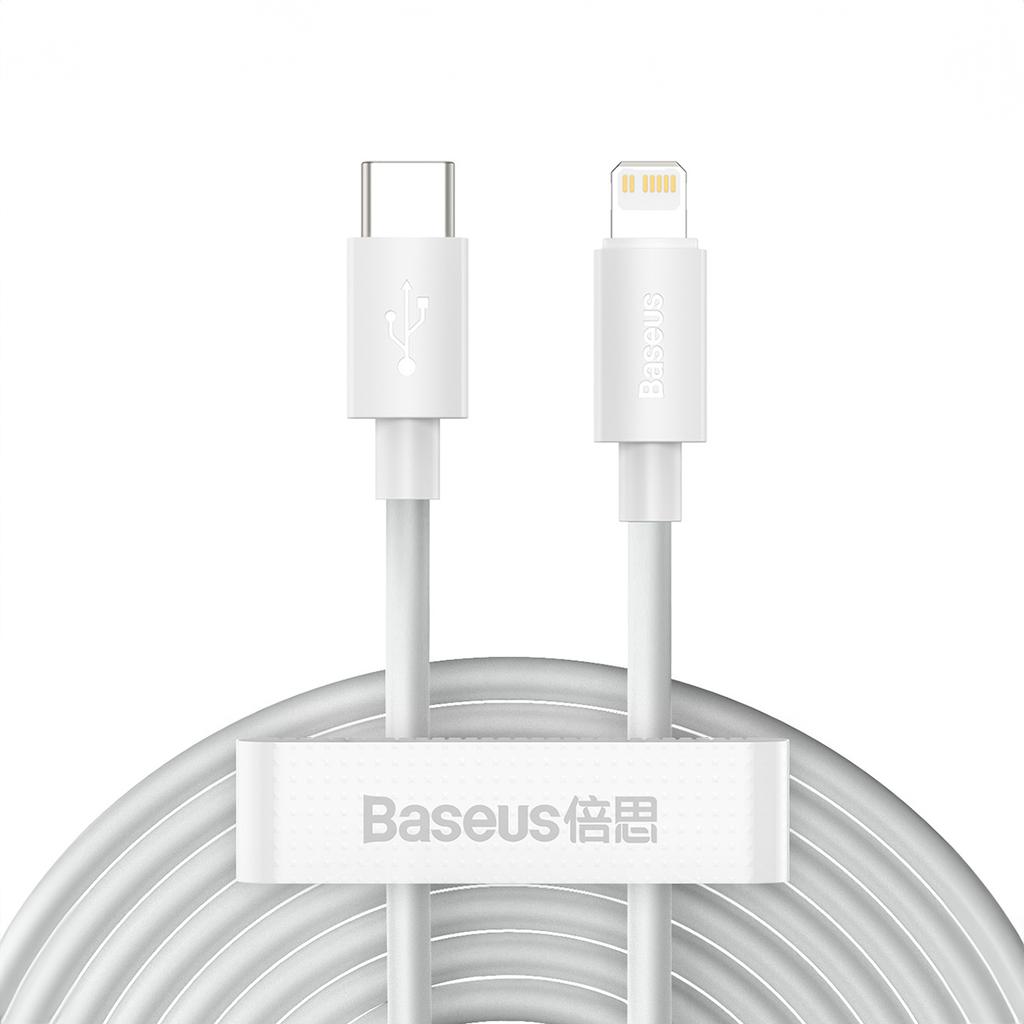 Baseus Simple Wisdom Lightning/USB-C Dual Pack 20W Fast Charging Cable 1.5m - White