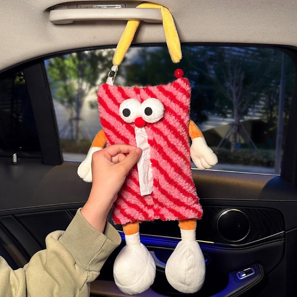 Car Tissue Cute Character Headrest Tissue Box Car Plush Toy Queen-b Box, Hanging, Monster, Refill, Case, Holder, Accessories, (Red)