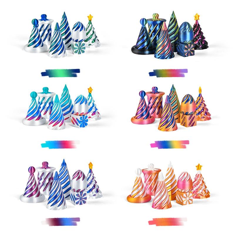 3/7pcs Set 3D Printed Spiral Pyramid Set Rotating Cube Toys Kids Gift Pyramid Fidget Toy Students Gift Teaching Model