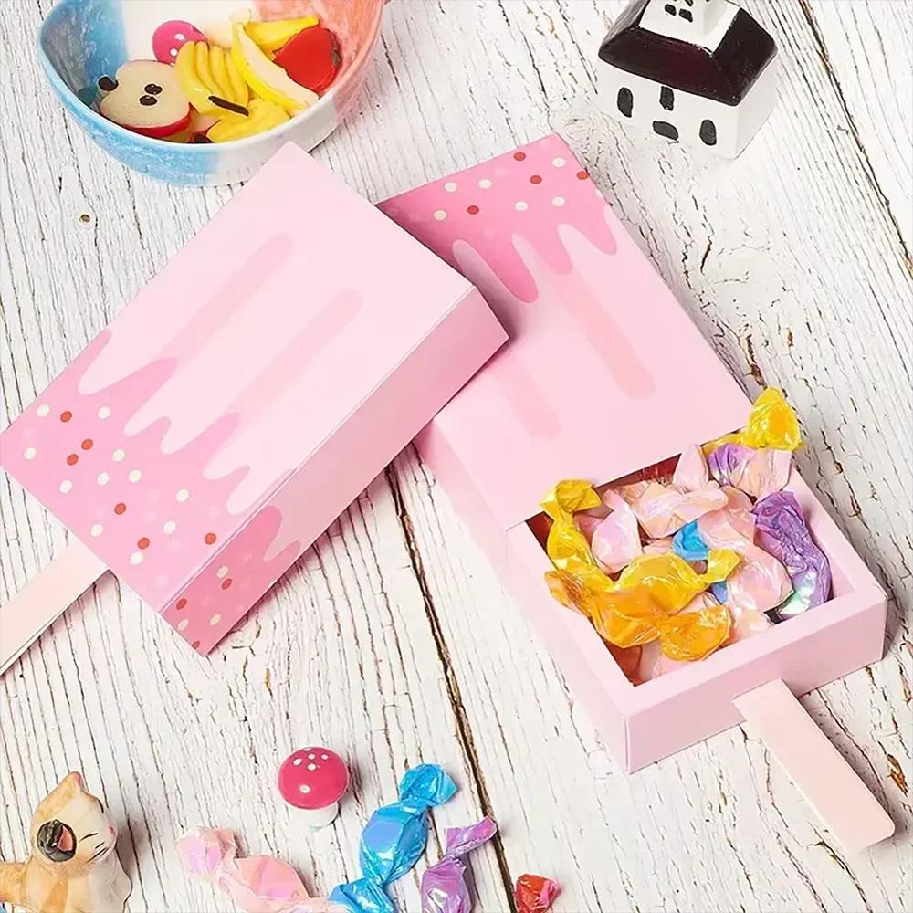 5pcs/10pcs - Creative Cartoon Ice Cream Shape Folding Packaging Box Ice Cream Drawer Gift Box