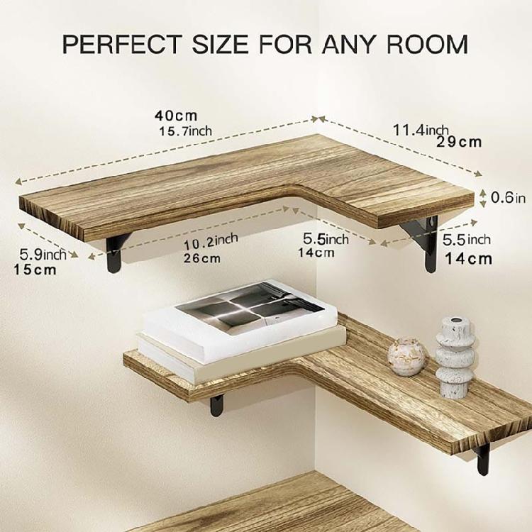 Versatile Corner Floating Shelf Versatile Corner Floating Shelf Wood Rack for Bathroom Kitchen Bedroom Storage
