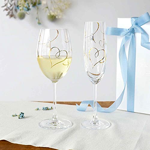 Toyo Sasaki Glass Benedile Wine Glasses, 355ml, Set of 2, Heart-Shaped, Suitable for Red and White Wines, Made in Japan, Dishwasher Safe, Stylish, G45