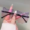 Cute Kitten Face Lenses, Rimless Sunglasses, Fashionable Color Matching, Cartoon Children's Photo Concave Sunglasses