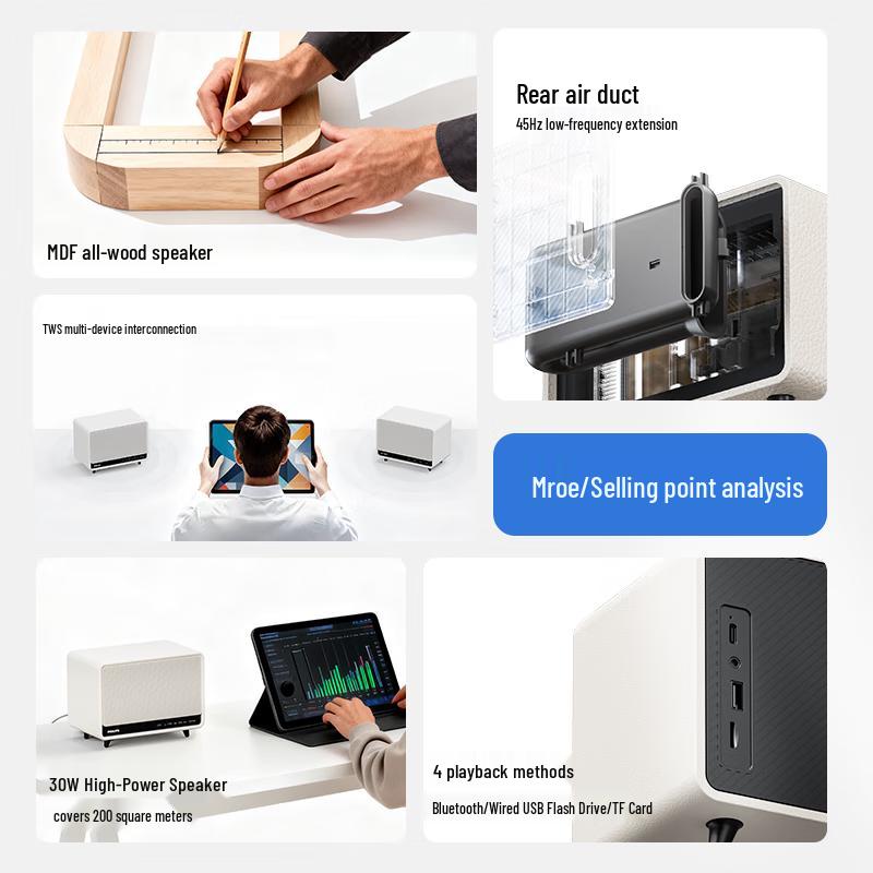 Philips TAS6500 Retro Desktop Bluetooth Speaker