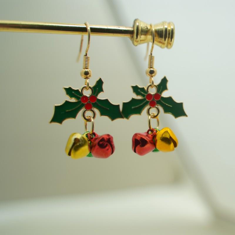 European and American Christmas Bell Earrings with Colorful Enamel, Women s Studs in Alloy Design