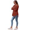 Women's Autumn New Loose Round Neck High and Low Curved Hem Top