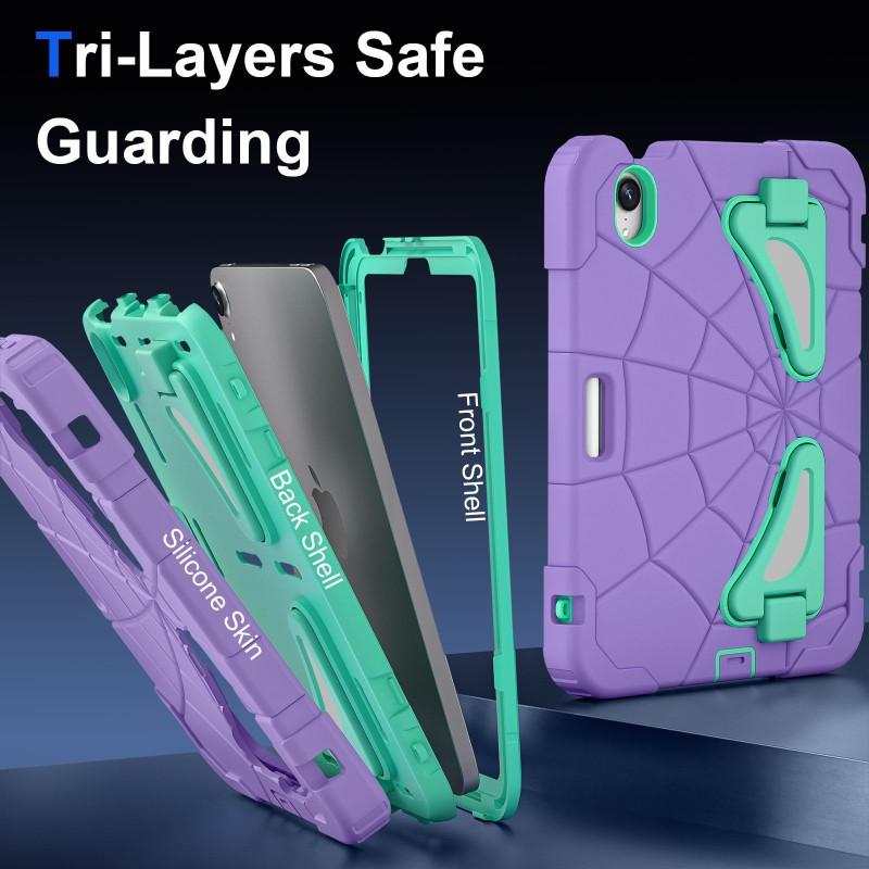 Spider-Man Themed Silicone Case With Kickstand IPad Mini 7 6 Kids Shockproof Full Cover Protective Shell