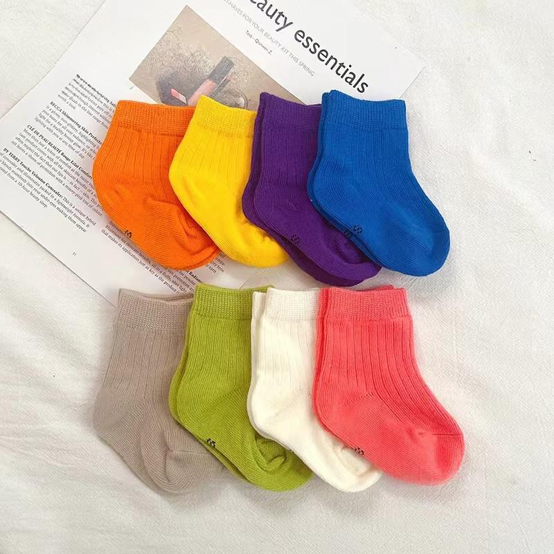Candy Color Baby Socks Soft Cotton Kids Boy Girl Breathable Middle Tube Socks Toddler Infant Casual Elastic Socks