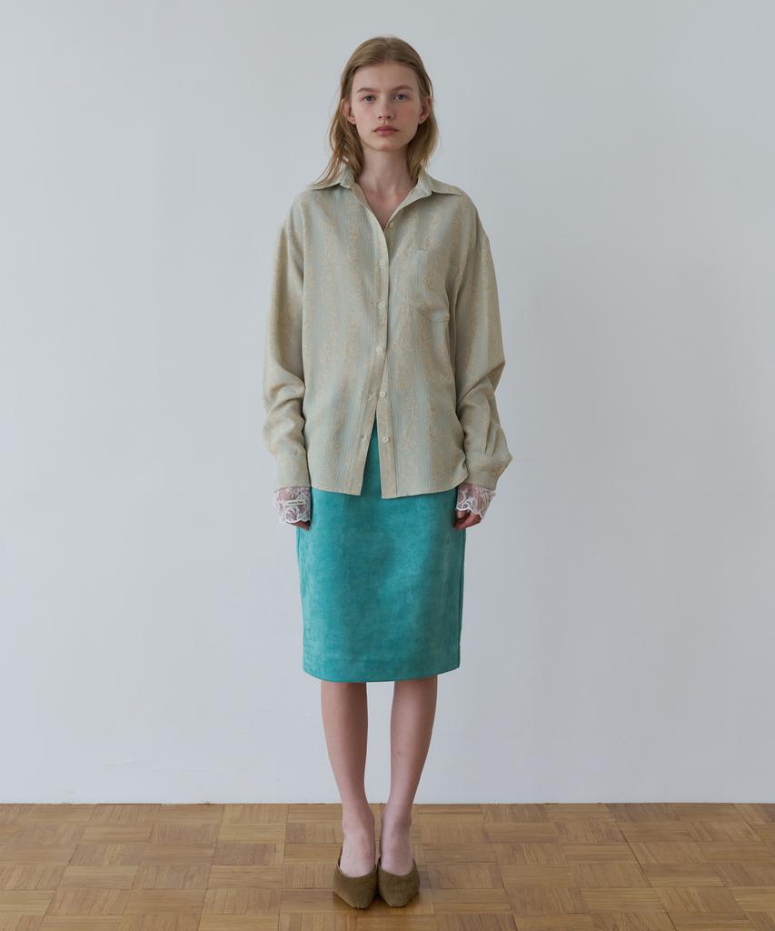 OVERDUEFLAIR Retro-Mood Mid Skirt_Aqua Mint
