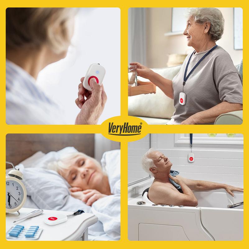 Wireless Elderly SOS Emergency Call Button with Vibration, Portable Personal Alarm for Senior Care, Remote Notification, Help
