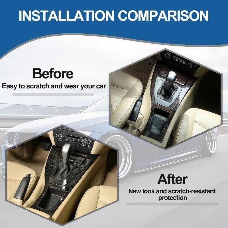 ABS Carbon Fiber Car Center Console Gear Shift Panel Frame Cover Trim For BMW 3 Series E90 E92 E93 2005-2012 LHD Car Accessories