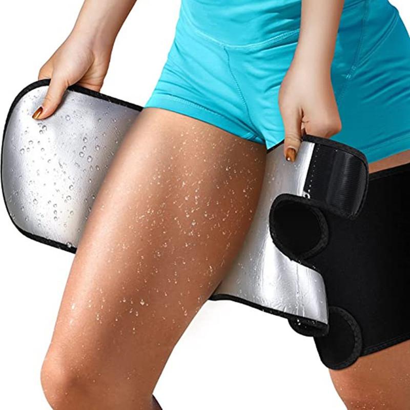 1 Pair Unisex Adjustable Sauna Thigh Sweat Bands - Shaping Leg Sleeves For Swelling Reduction, Sports Fitness Leg Protectors