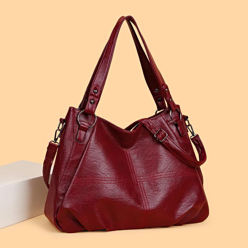 

Нова модна велика м’яка шкіряна сумка через плече для жінок середнього віку – універсальна портативна сумка та месенджер із просторою місткістю червоний