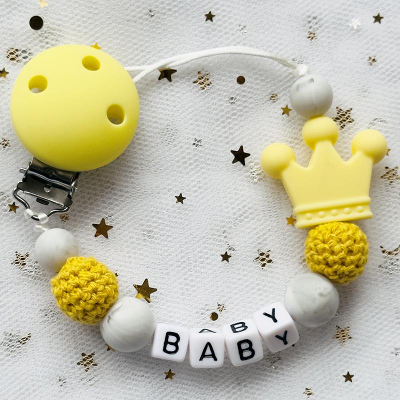 Free Personalised BPA Free Silicone Baad Dummy DIY Silicone Baby Pacifier Custom Clip Name Colorful Pacifier Chain Teething Gift