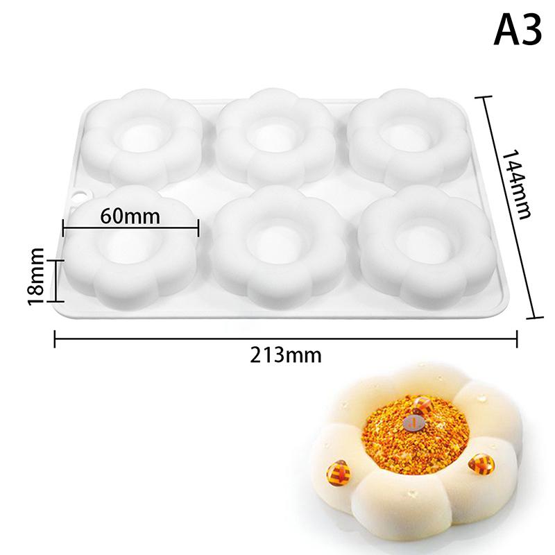 6-Hålighets Blomformade Silikonkakformar Franska Moussekakformar Hem Bakverktyg Kökstyling Och Baktillbehör