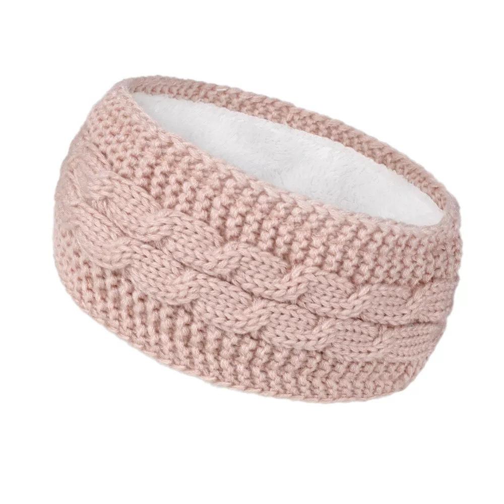 

Stocking Stuffers Knit Chunky Headband Elastic Ear Muffs New Hair Accessories Winter рожевий