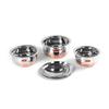 Stainless Steel Copper Bottom Belly Shape 3 Pc Tope/Cookware/Pot Set with Lid 380ML, 500ML, 780ML, (Silver)