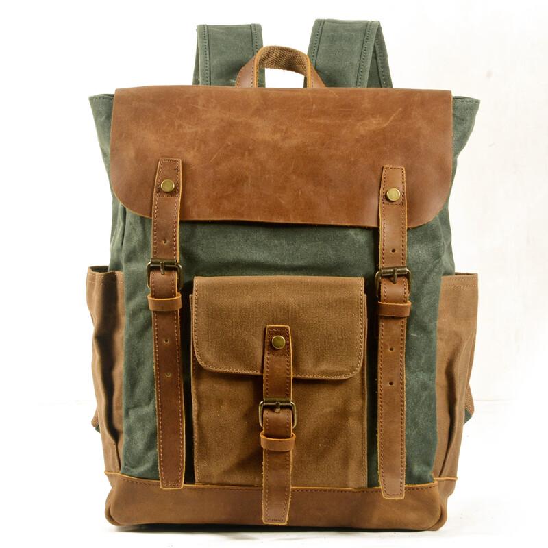 Li Shen Vintage Outdoor Canvas Waterproof Laptop Backpack 30x11x43cm
